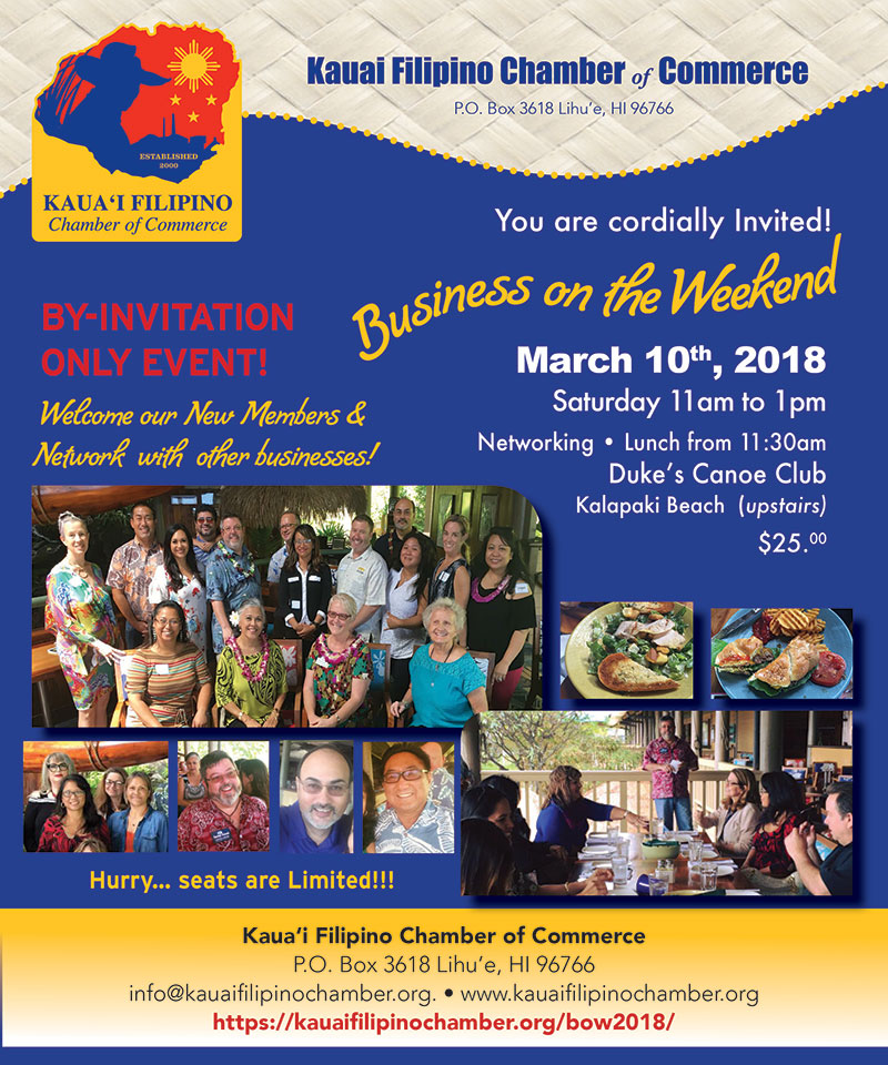 Kauai Filipino Chamber of Commerce Business on the Weekend March 10